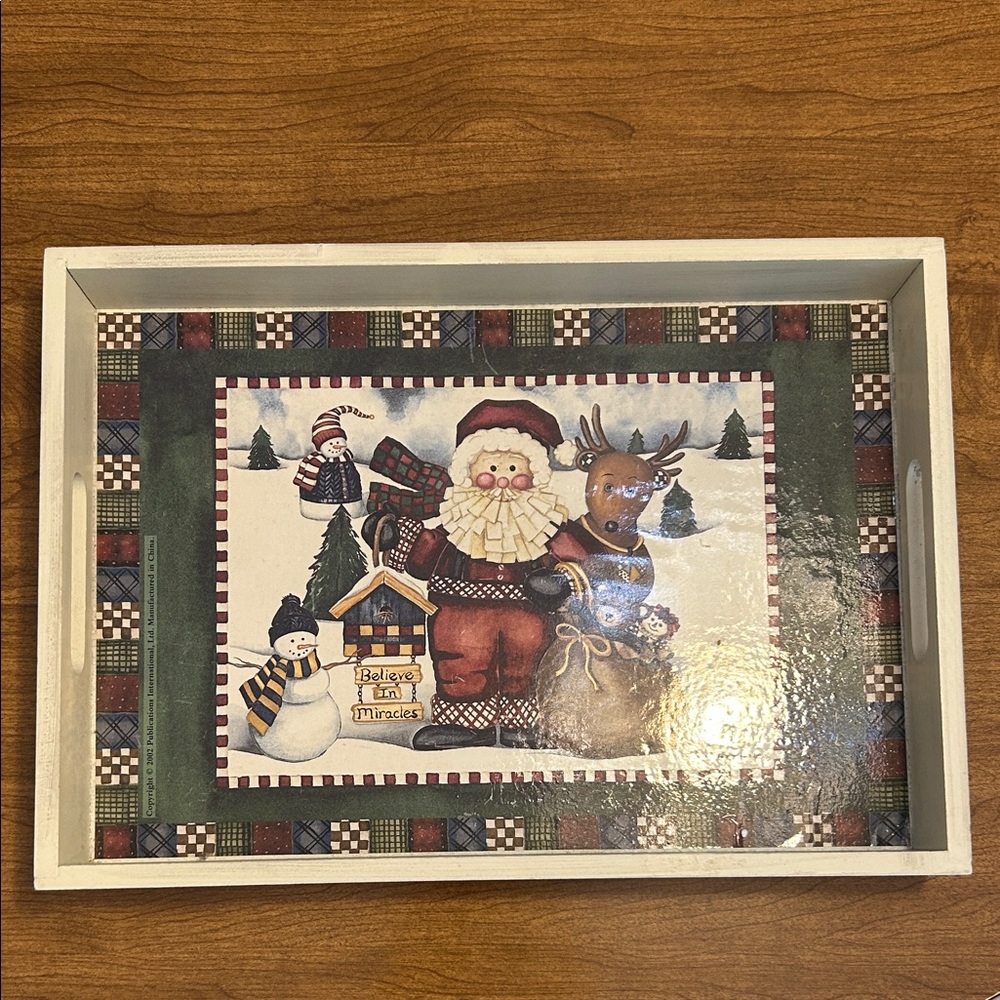 Festive Santa and Reindeer Holiday Tray